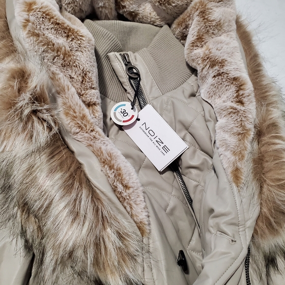 Noize Beige Faux Fur Trimmed Jacket - Picture 3 of 10